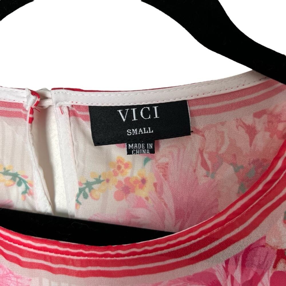 Vici Long Sleeve Sheer Floral Women’s Blouse Pink White Size Small - Picture 6 of 8